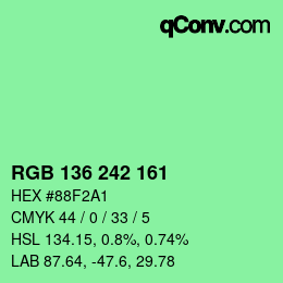 Color code: RGB 136 242 161 | qconv.com