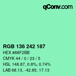 Color code: RGB 136 242 187 | qconv.com