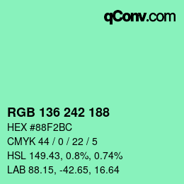 Color code: RGB 136 242 188 | qconv.com