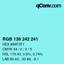 Color code: RGB 136 242 241 | qconv.com
