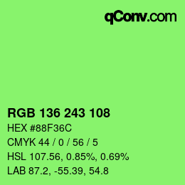 Color code: RGB 136 243 108 | qconv.com