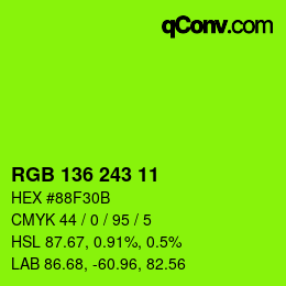 Color code: RGB 136 243 11 | qconv.com