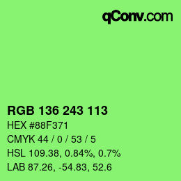 Color code: RGB 136 243 113 | qconv.com