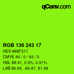 Color code: RGB 136 243 17 | qconv.com