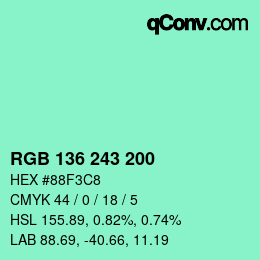 Color code: RGB 136 243 200 | qconv.com
