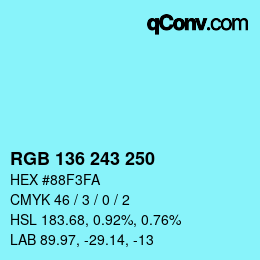 Farbcode: RGB 136 243 250 | qconv.com