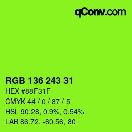 Color code: RGB 136 243 31 | qconv.com