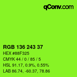Color code: RGB 136 243 37 | qconv.com