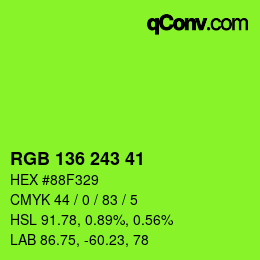 Color code: RGB 136 243 41 | qconv.com