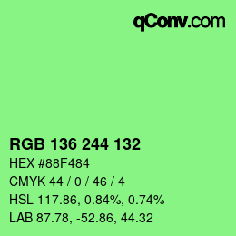 Color code: RGB 136 244 132 | qconv.com