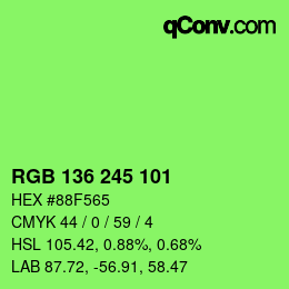 Color code: RGB 136 245 101 | qconv.com