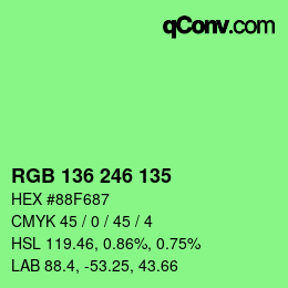 Color code: RGB 136 246 135 | qconv.com