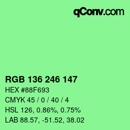 Color code: RGB 136 246 147 | qconv.com