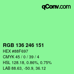 Color code: RGB 136 246 151 | qconv.com