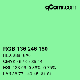 Color code: RGB 136 246 160 | qconv.com