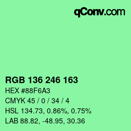 Color code: RGB 136 246 163 | qconv.com