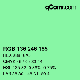 Color code: RGB 136 246 165 | qconv.com