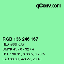 Color code: RGB 136 246 167 | qconv.com
