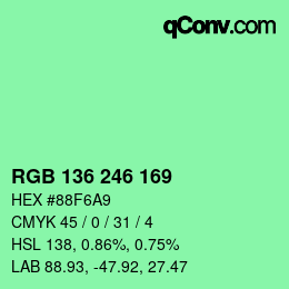 Color code: RGB 136 246 169 | qconv.com