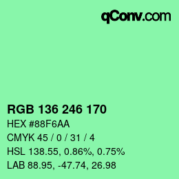 Color code: RGB 136 246 170 | qconv.com