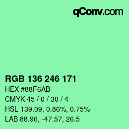 Color code: RGB 136 246 171 | qconv.com