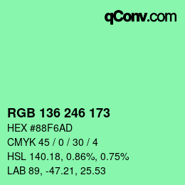 Color code: RGB 136 246 173 | qconv.com