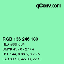 Color code: RGB 136 246 180 | qconv.com