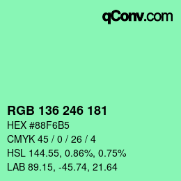 Color code: RGB 136 246 181 | qconv.com