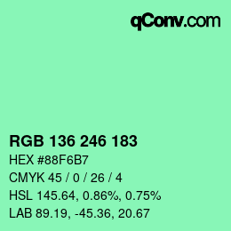 Color code: RGB 136 246 183 | qconv.com