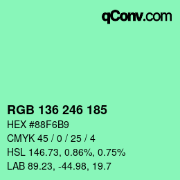 Color code: RGB 136 246 185 | qconv.com