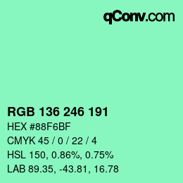 Color code: RGB 136 246 191 | qconv.com