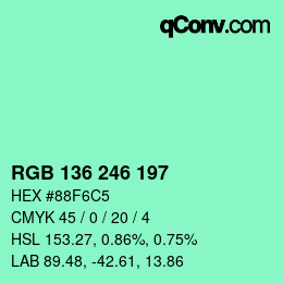 Color code: RGB 136 246 197 | qconv.com