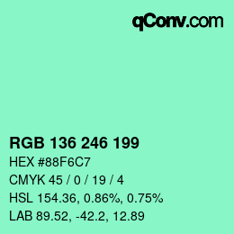 Farbcode: RGB 136 246 199 | qconv.com