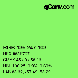 Farbcode: RGB 136 247 103 | qconv.com