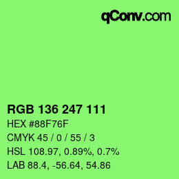 Color code: RGB 136 247 111 | qconv.com