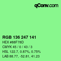 Color code: RGB 136 247 141 | qconv.com