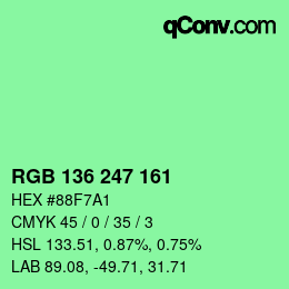 Color code: RGB 136 247 161 | qconv.com