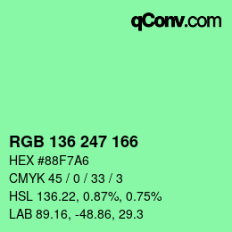 Código de color: RGB 136 247 166 | qconv.com
