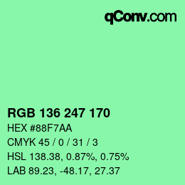 Color code: RGB 136 247 170 | qconv.com