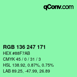 Color code: RGB 136 247 171 | qconv.com