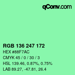 Color code: RGB 136 247 172 | qconv.com