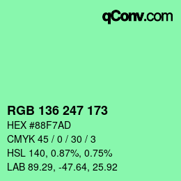 Color code: RGB 136 247 173 | qconv.com