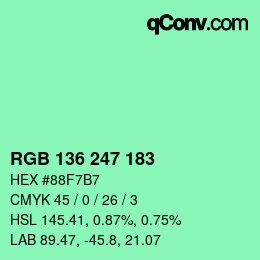 Color code: RGB 136 247 183 | qconv.com