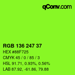 Color code: RGB 136 247 37 | qconv.com