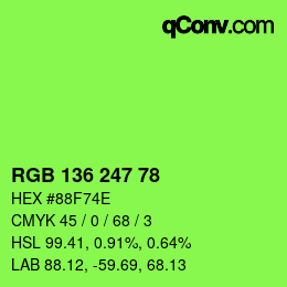 Color code: RGB 136 247 78 | qconv.com
