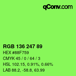 Color code: RGB 136 247 89 | qconv.com