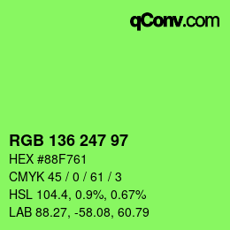 Color code: RGB 136 247 97 | qconv.com
