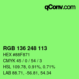 Color code: RGB 136 248 113 | qconv.com
