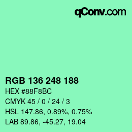 Color code: RGB 136 248 188 | qconv.com