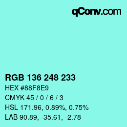 Color code: RGB 136 248 233 | qconv.com